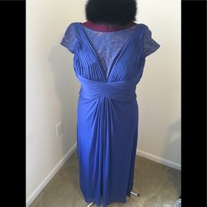 Elegant maxi dress- Blue sequin and lace gown